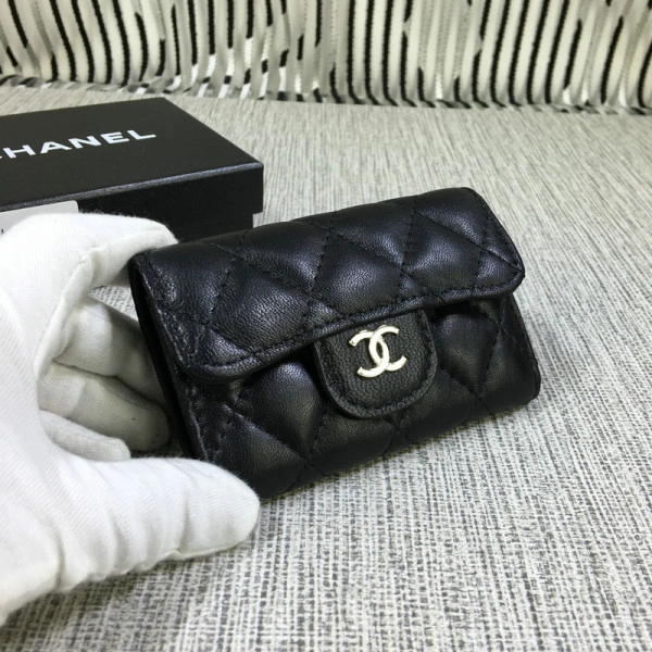 CHANEL Lambskin Wallet Gold Silver Hardare TopPick 1842 - Image 5