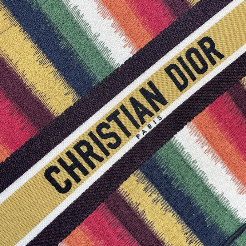 Can be ca Christian Dior Book Tote Multicolor D-Stripes Embroidery - Image 6