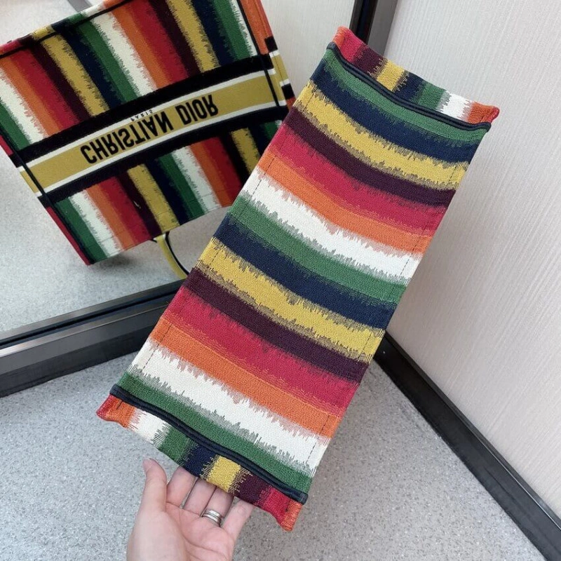 Can be ca Christian Dior Book Tote Multicolor D-Stripes Embroidery - Image 9