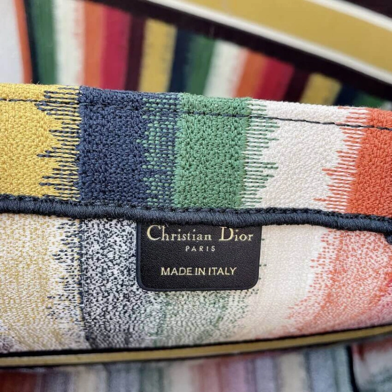 Can be ca Christian Dior Book Tote Multicolor D-Stripes Embroidery - Image 11