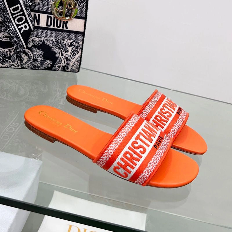 Christian Dior Dway Slides Women Canvas Orange AllSeason 6044 - Image 3