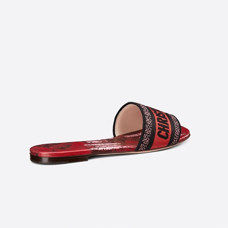 Christian Dior Dway Slides Women Tie & Dye Motif Canvas Red SportInspired 8469 - Image 3