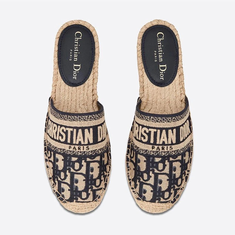 Christian Dior Granville Mules Women Oblique Motif Cotton Blue UrbanStyle 4849 - Image 3