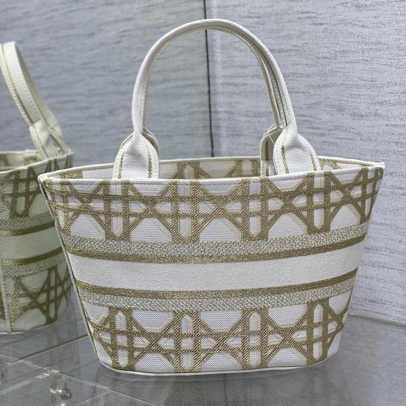 Christian Dior Hat Basket Bag In Macrocannage Motif Canvas Gold ModernLook 781 - Image 3