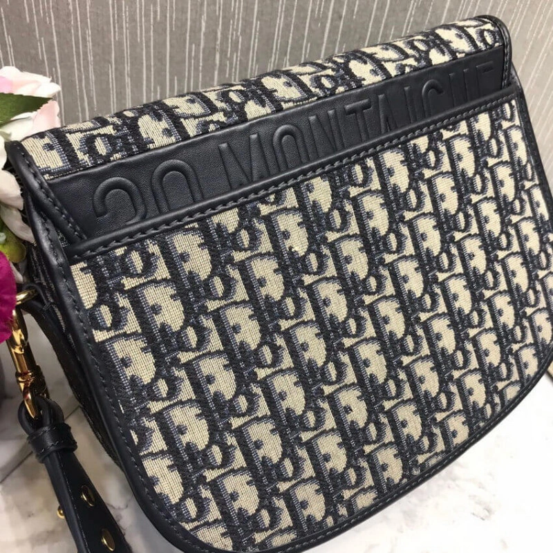 'Christia Christian Dior Large Bobby Bag Blue Oblique Jacquard - Image 3