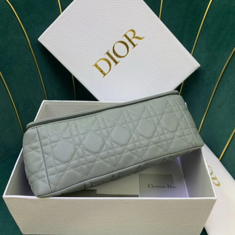 Embossed Christian Dior Medium Caro Bag Gray Supple Cannage Calfskin - Image 5