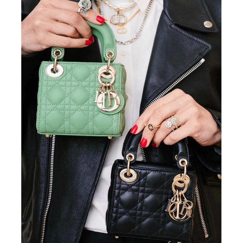 The Lady D Christian Dior Micro Lady Dior Bag Green Cannage Lambskin - Image 5