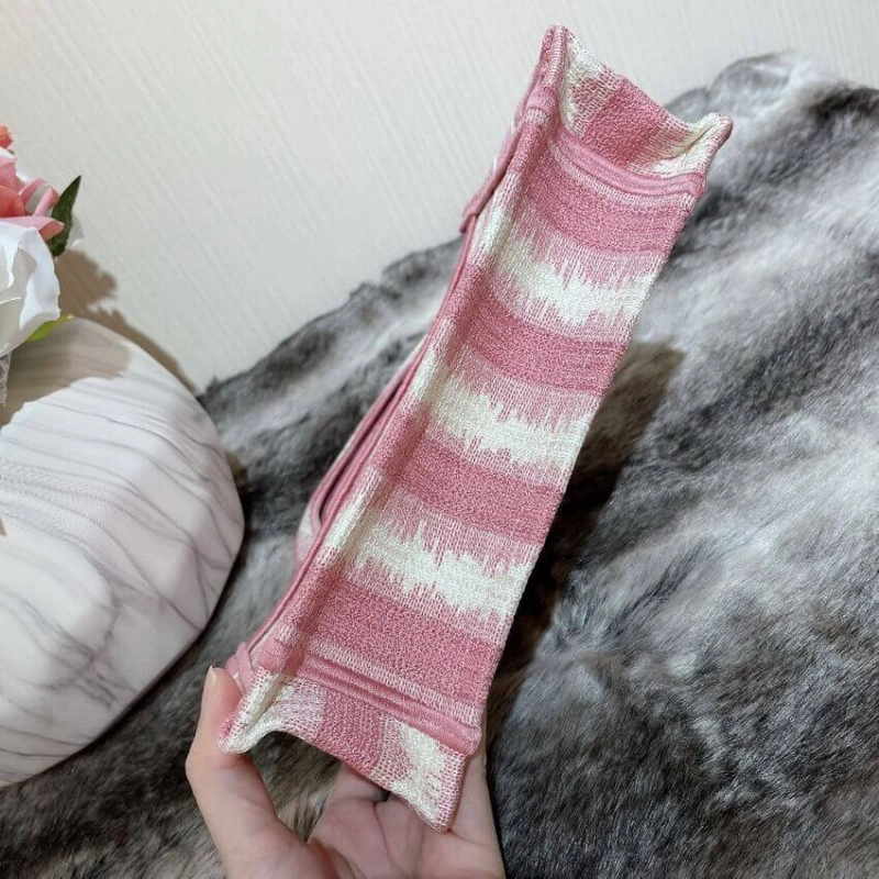 A Maria Gr Christian Dior Mini Book Tote Pink D-Stripes Embroidery - Image 5