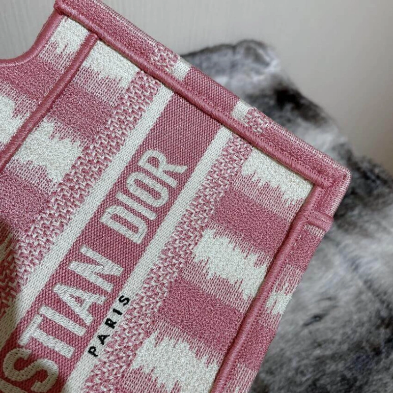 A Maria Gr Christian Dior Mini Book Tote Pink D-Stripes Embroidery - Image 9