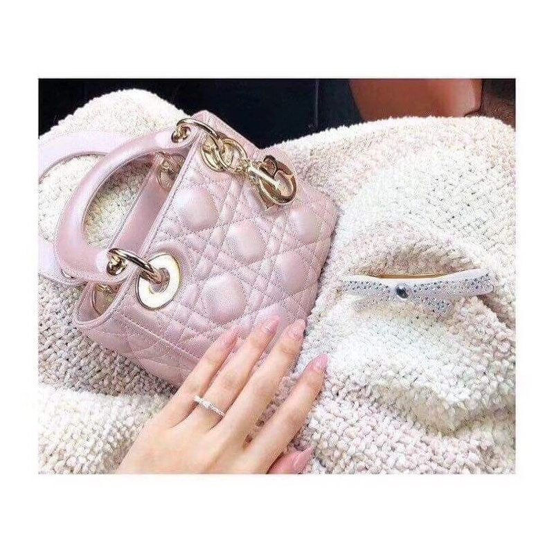 The bag m Christian Dior Mini Lady Dior Bag Pink Cannage Lambskin - Image 3