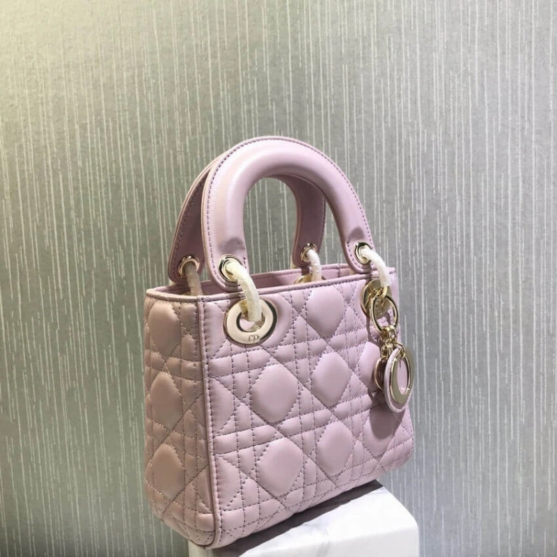 The bag m Christian Dior Mini Lady Dior Bag Pink Cannage Lambskin - Image 10