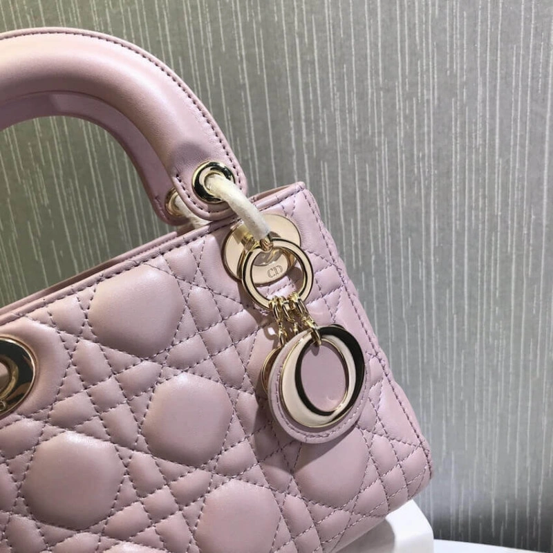 The bag m Christian Dior Mini Lady Dior Bag Pink Cannage Lambskin - Image 12