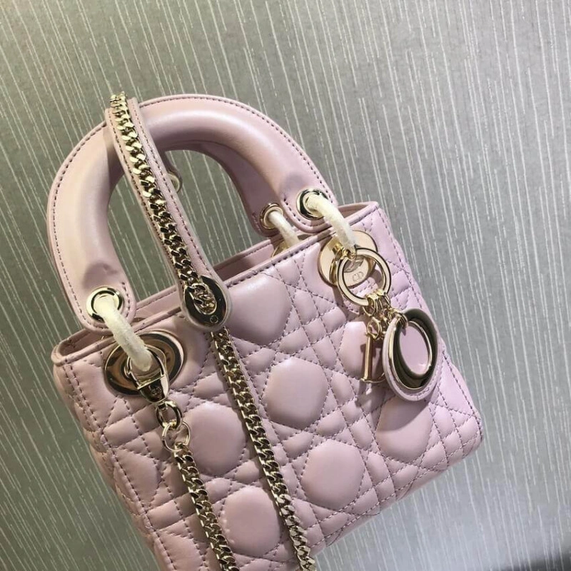 The bag m Christian Dior Mini Lady Dior Bag Pink Cannage Lambskin - Image 13