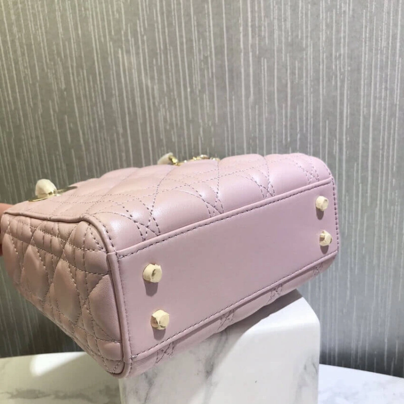 The bag m Christian Dior Mini Lady Dior Bag Pink Cannage Lambskin - Image 14