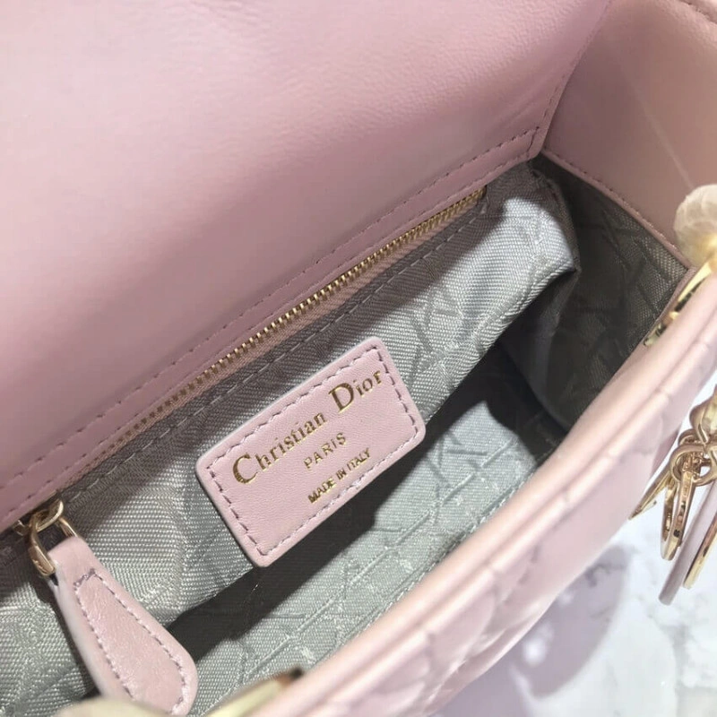 The bag m Christian Dior Mini Lady Dior Bag Pink Cannage Lambskin - Image 16