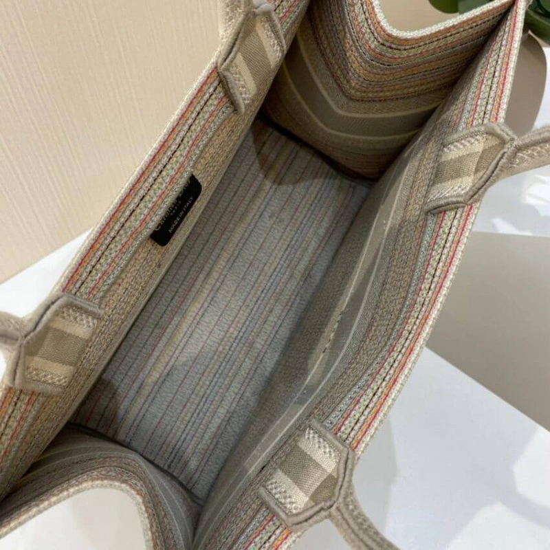 Can be ca Christian Dior Small Book Tote Multicolor Stripes Embroidery - Image 8