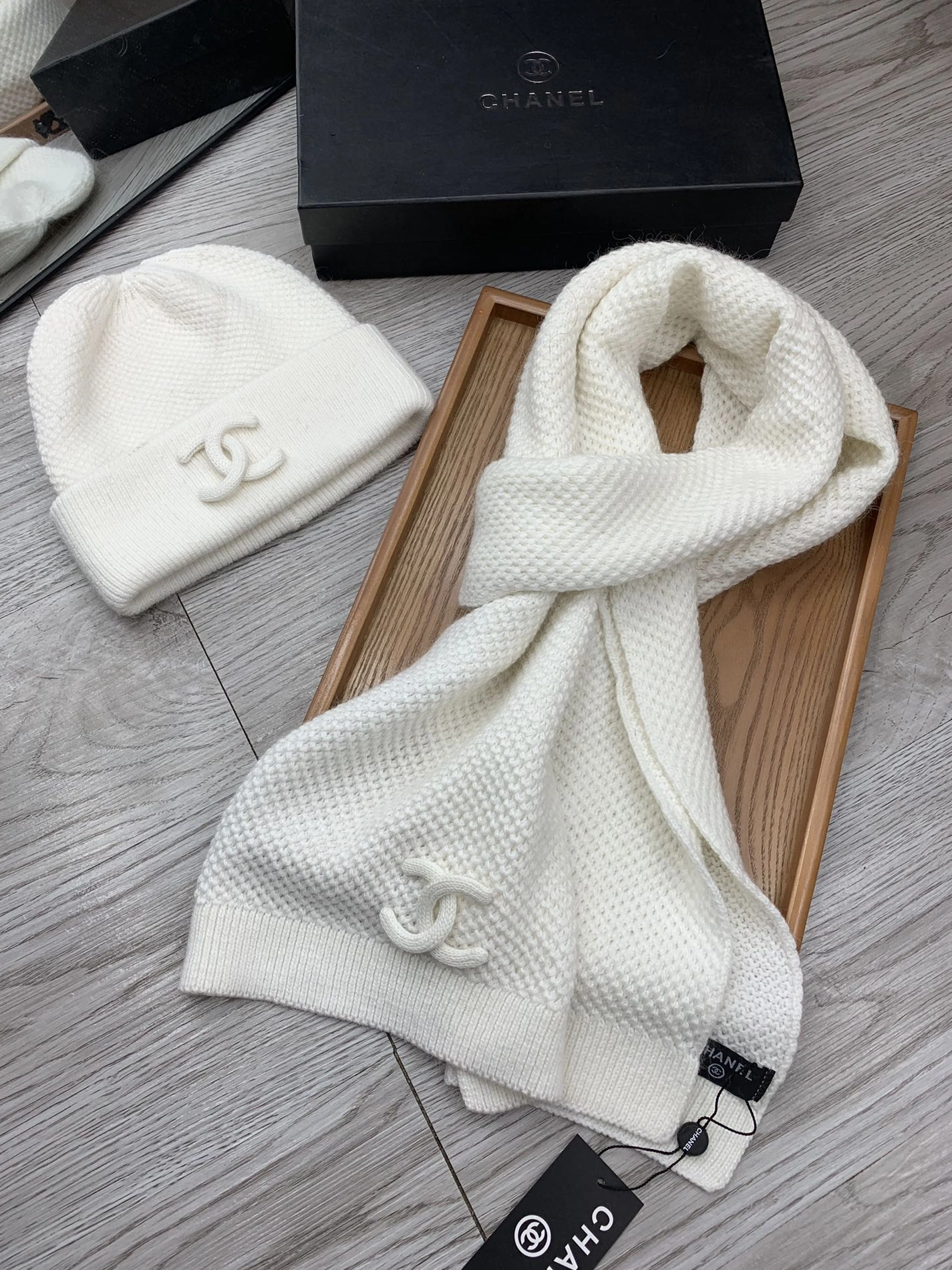Comfortable 4700 Chanel Hat and Scarf Set