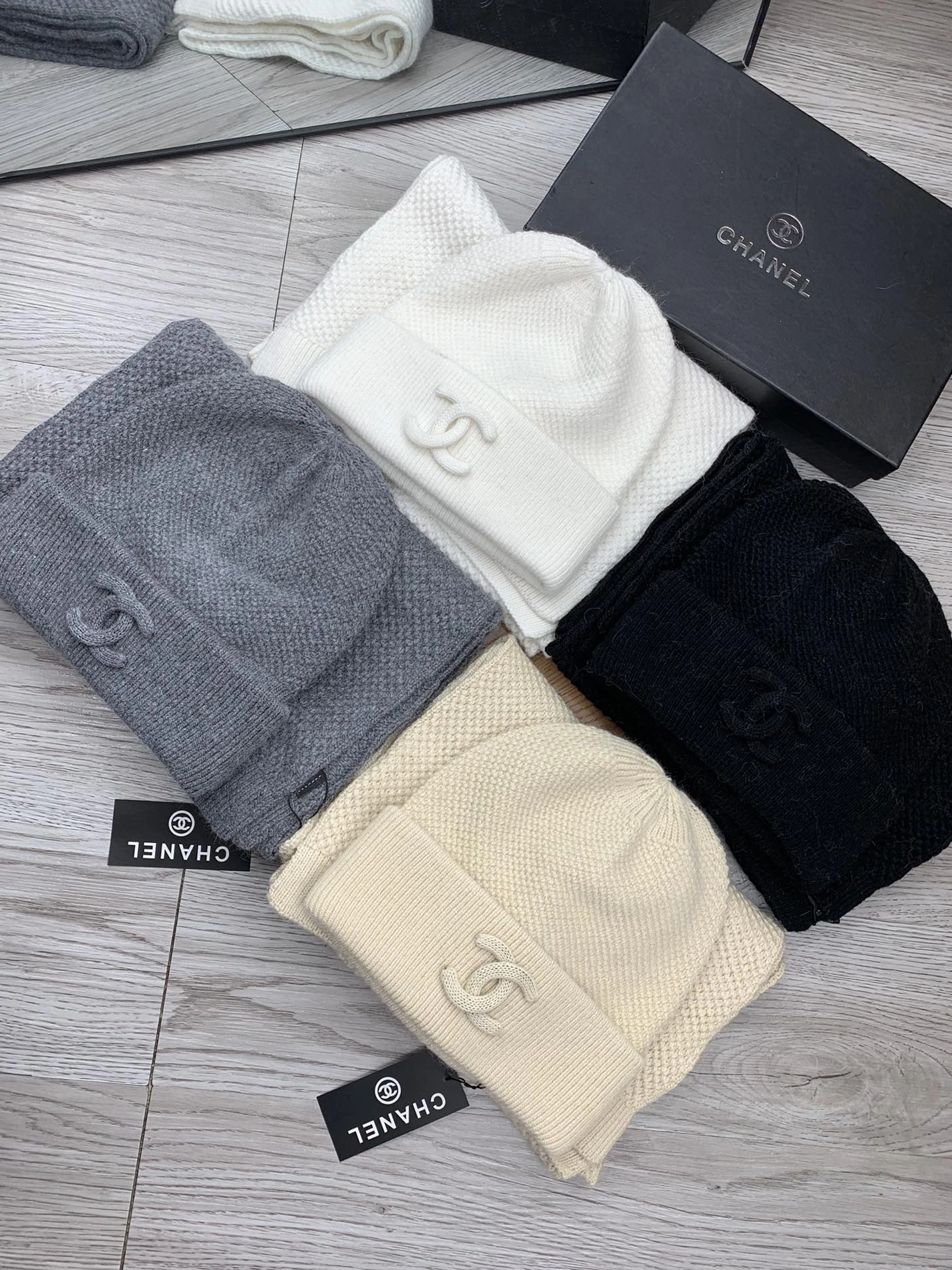 Comfortable 4700 Chanel Hat and Scarf Set - Image 3
