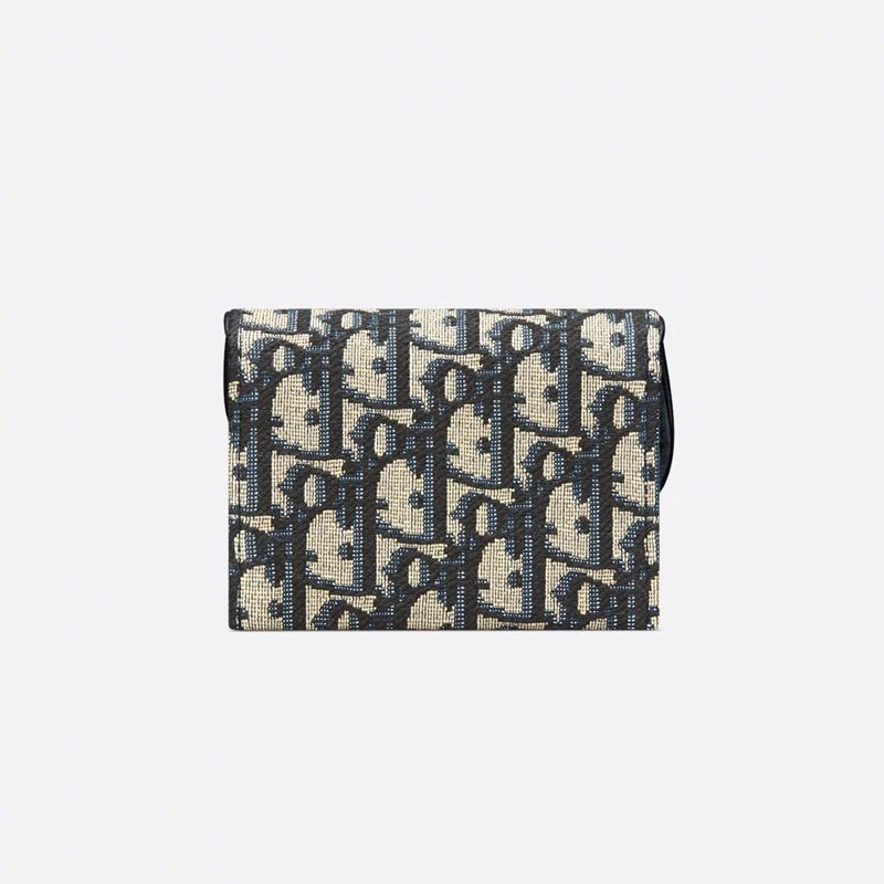 Comfortable 4782 Dior Saddle Jasmine Gusset Card Holder In Oblique Motif Canvas Blue - Image 3