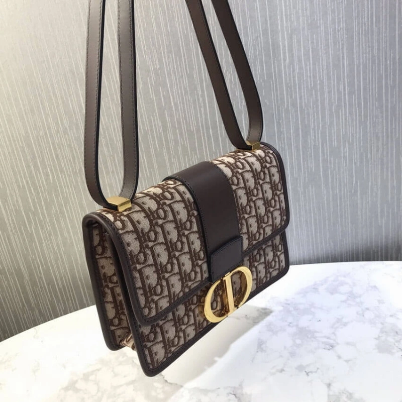 Adjustabl Dior 30 Montaigne Chain Bag Burgundy Oblique Jacquard - Image 7