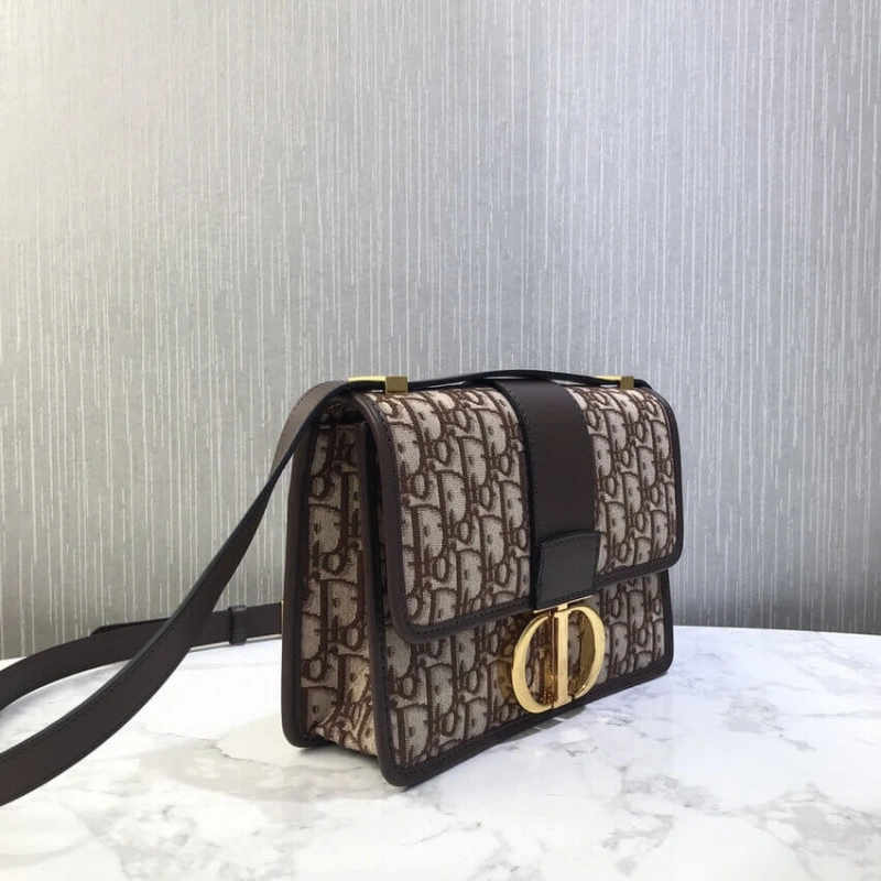 Adjustabl Dior 30 Montaigne Chain Bag Burgundy Oblique Jacquard - Image 8