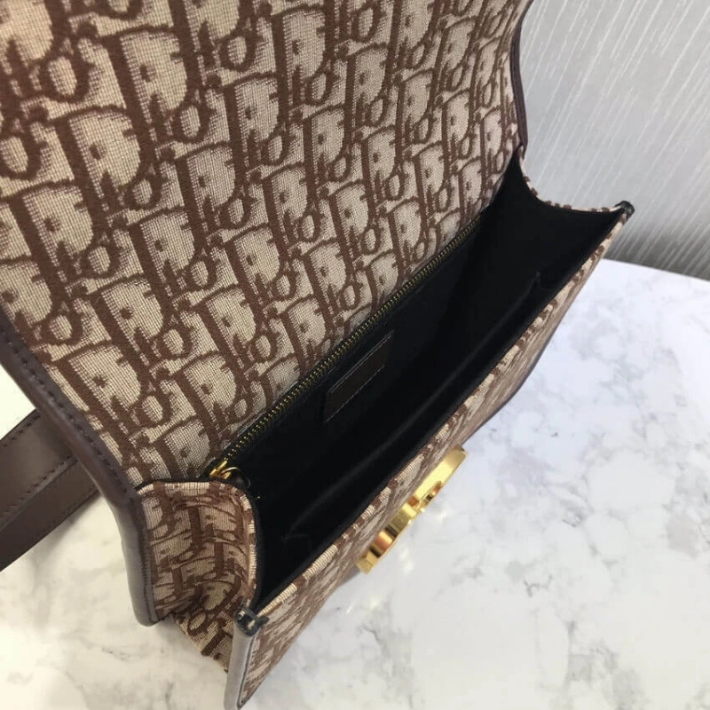 Adjustabl Dior 30 Montaigne Chain Bag Burgundy Oblique Jacquard - Image 12