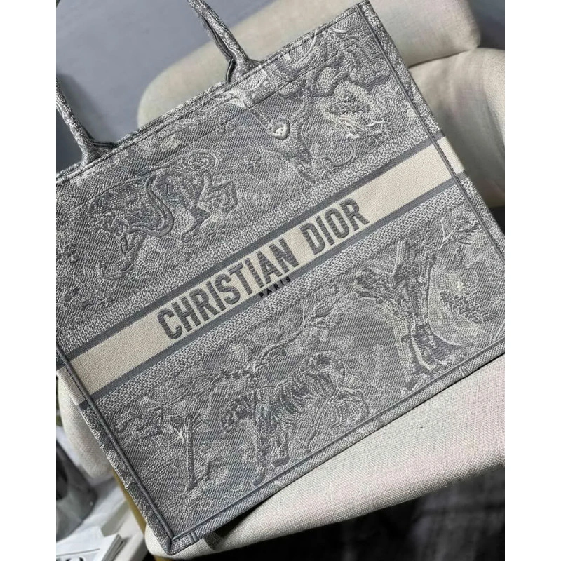 41.5 x 35 Dior Book Tote Gray Toile de Jouy Reverse Embroidery - Image 3