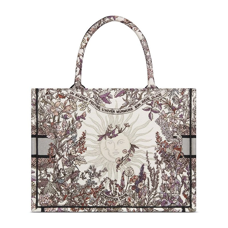 Dior Book Tote In 4 Saisons Printemps Soleil Motif Canvas White Grey WellDesigned 5890 - Image 3