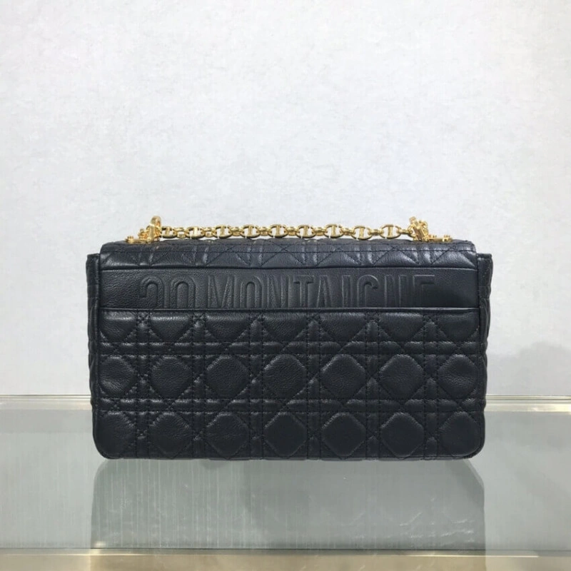 28 x 17 x Dior Large Caro Bag Black Supple Cannage Calfskin - Image 5