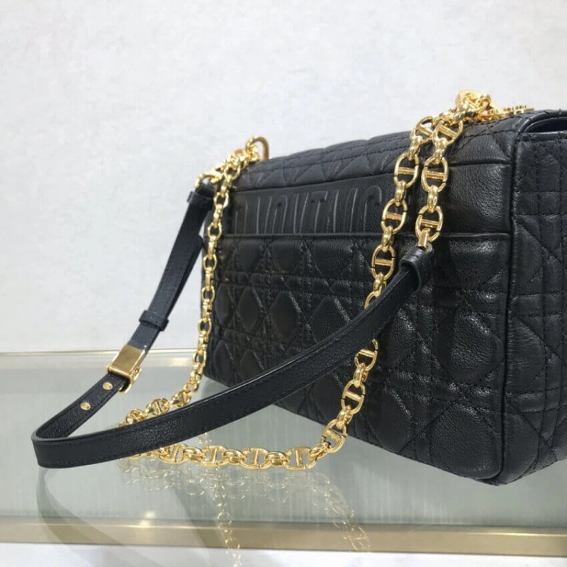 28 x 17 x Dior Large Caro Bag Black Supple Cannage Calfskin - Image 10