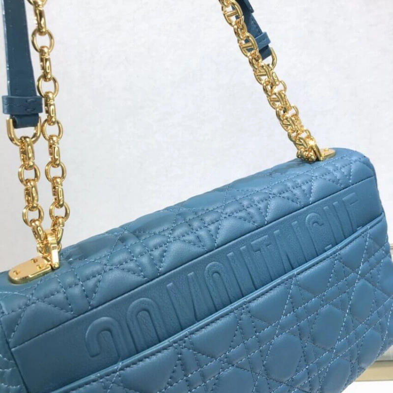 Interior Dior Large Caro Bag Ocean Blue Supple Cannage Calfskin - Image 3