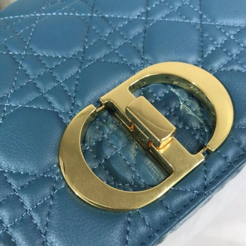 Interior Dior Large Caro Bag Ocean Blue Supple Cannage Calfskin - Image 5