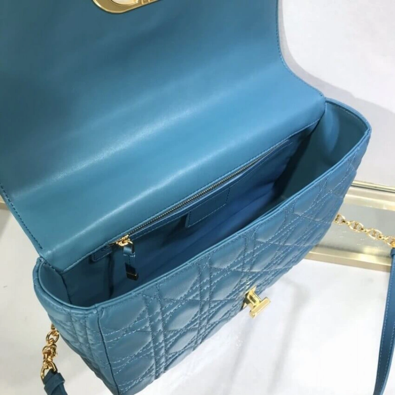 Interior Dior Large Caro Bag Ocean Blue Supple Cannage Calfskin - Image 8