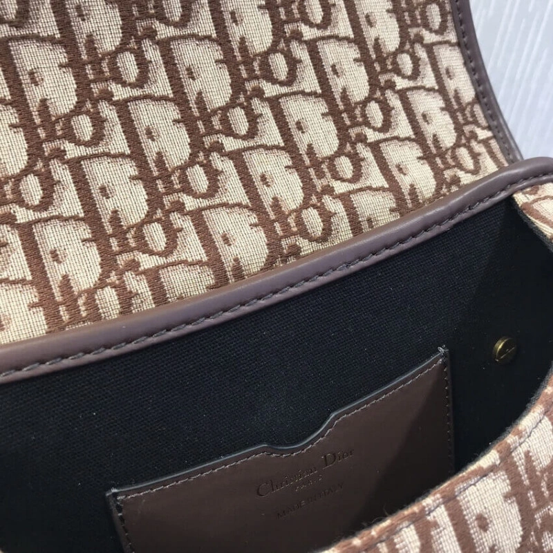 Back pock Dior Medium Bobby Bag Brown Oblique Jacquard - Image 12