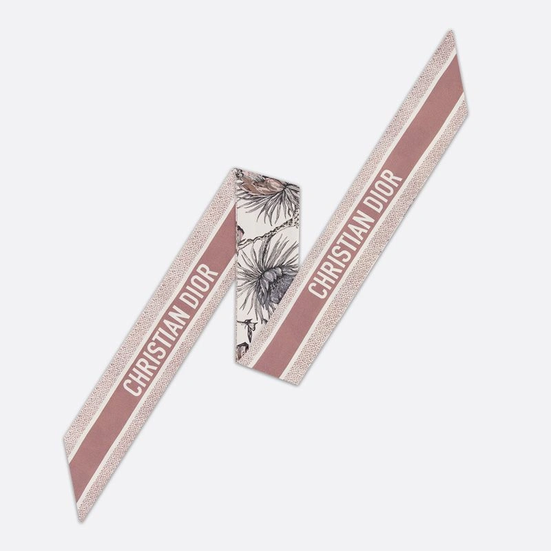 Dior Mitzah Twill In Toile de Jouy Mexico Motif Silk White Pink NewStyle 734 - Image 3