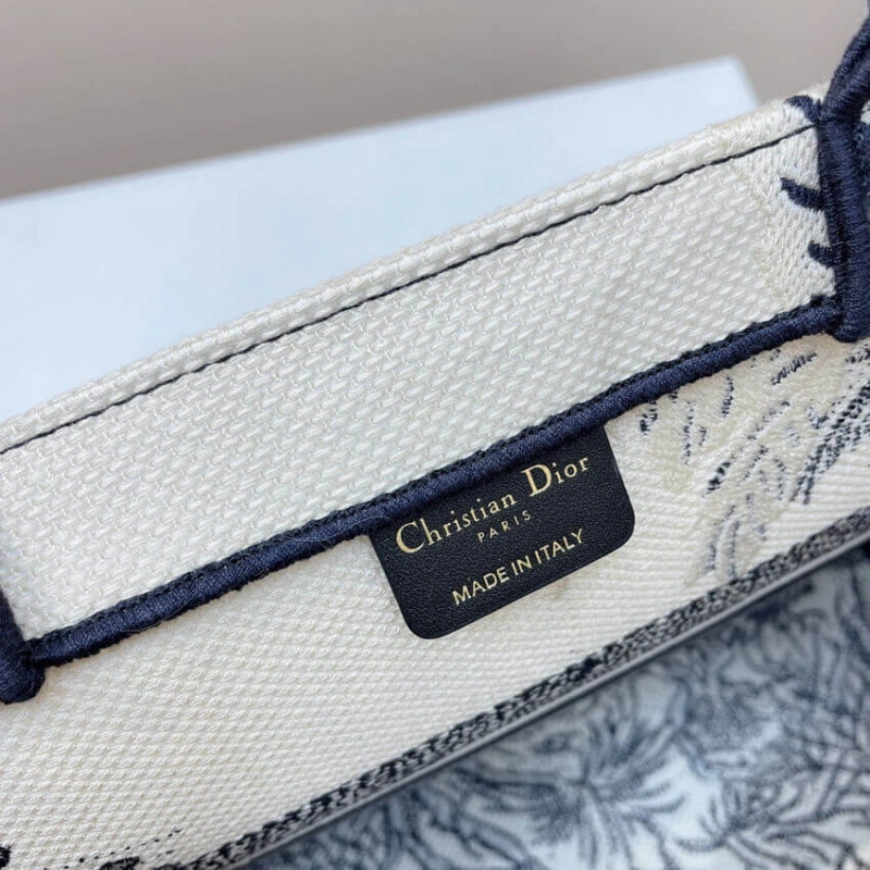 The Dior B Dior Small Book Tote Blue Toile de Jouy Palms Embroidery - Image 12