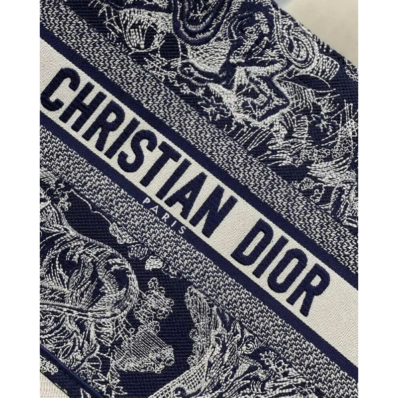 'CHRISTIA Dior Small Book Tote Blue Toile de Jouy Reverse Embroidery - Image 4