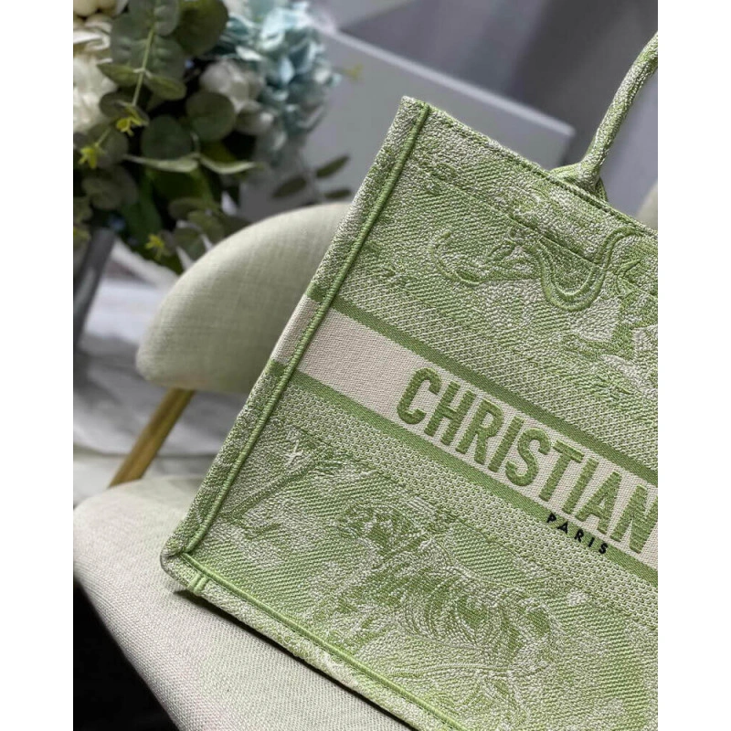 Introduced Dior Small Book Tote Lime Toile de Jouy Reverse Embroidery - Image 6