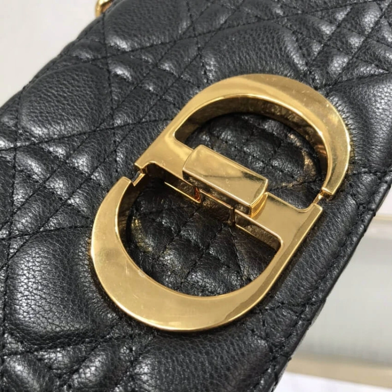 Embossed Dior Small Caro Bag Black Supple Cannage Calfskin - Image 14