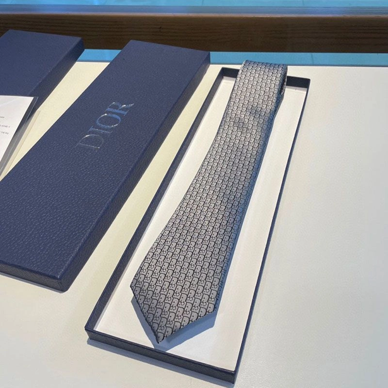 Dior Tie Oblique Motif Silk Grey Fashionable 5225 - Image 3