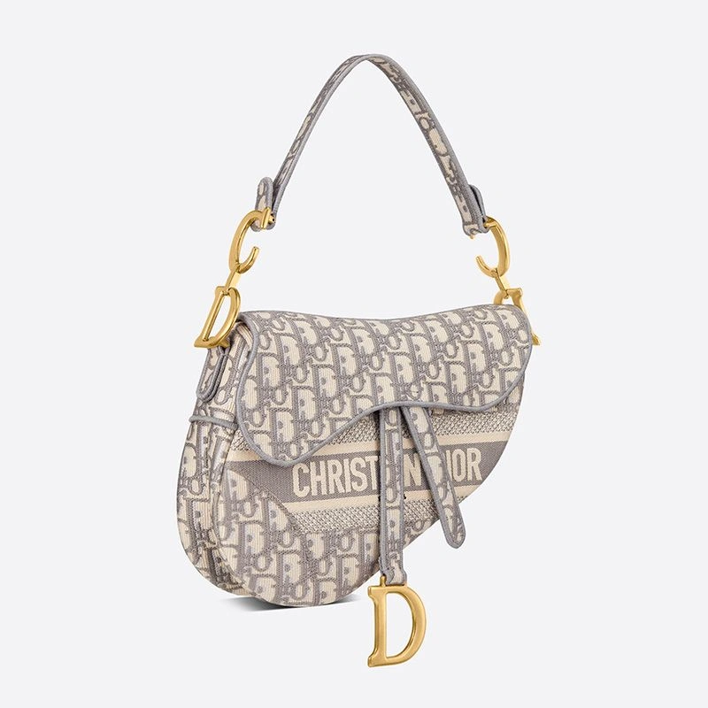 Fashionable 312 Christian Dior Saddle Bag In Oblique Motif Canvas Grey - Image 3