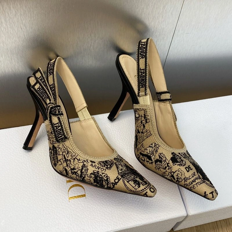 GoAnywhere 2403 J'Adior Slingback Pumps Women Plan de Paris Motif Canvas Beige - Image 3