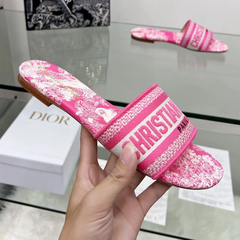 GoAnywhere 532 Christian Dior Dway Slides Women Toile De Jouy Motif Canvas Rose - Image 3