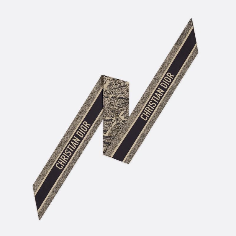 HighQuality 3214 Dior Mitzah Twill In Plan de Paris Motif Silk Beige - Image 3