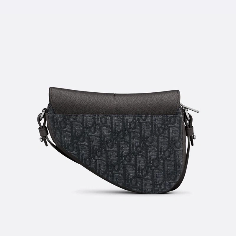 HighQuality 469 Mini Dior Saddle Bag In Grained Calfskin and Oblique Motif Canvas Black - Image 3