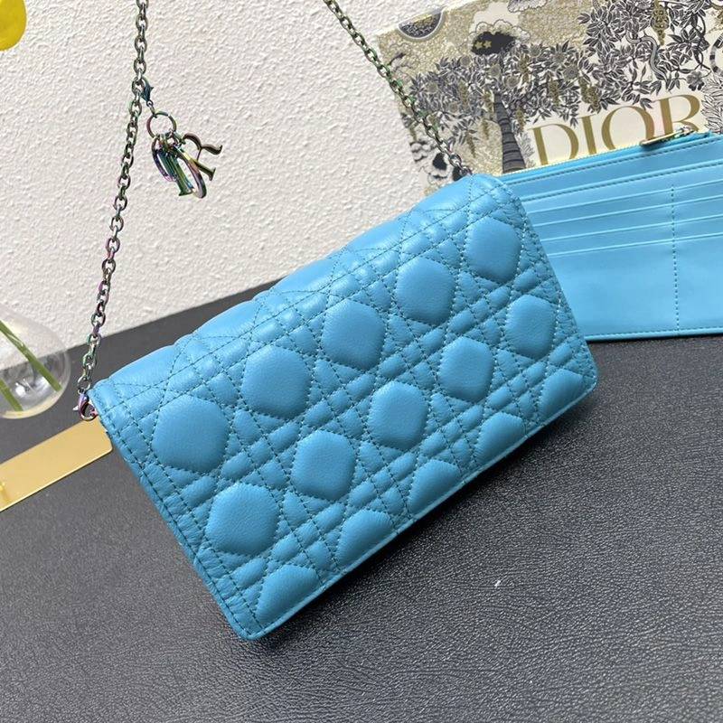 HighQuality 8682 Lady Dior Pouch Emblematic Cannage Lambskin Blue - Image 3