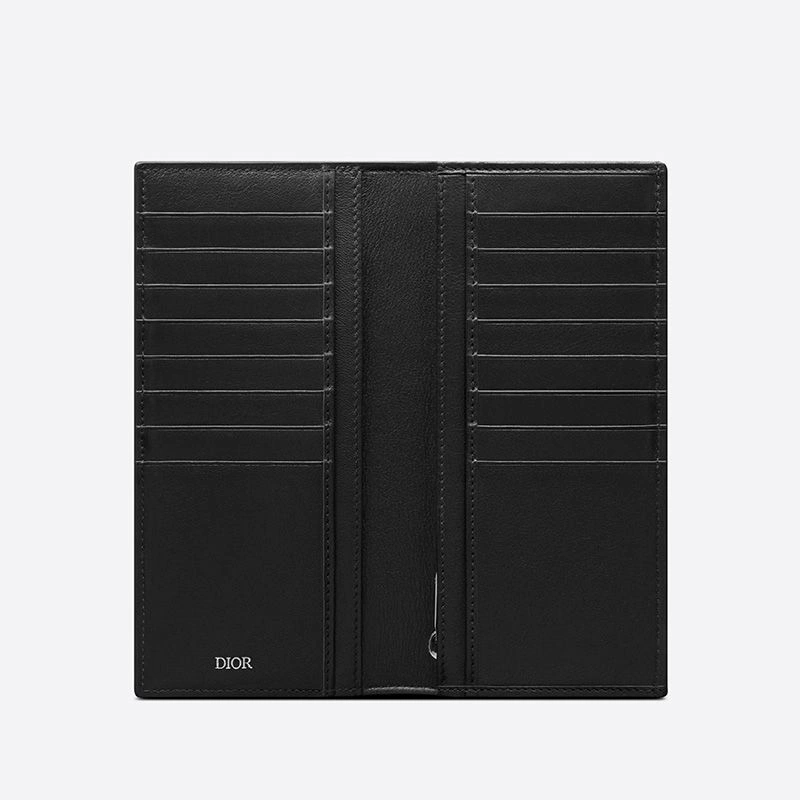 Large Dior Vertical Wallet CD Diamond Motif Canvas Black BestValue 612 - Image 3