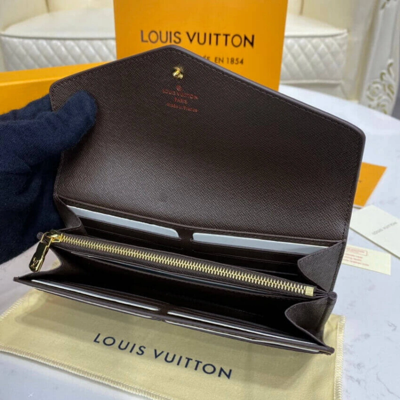 Press stu Louis Vuitton Damier Ebene Sarah Wallet Brown - Image 8