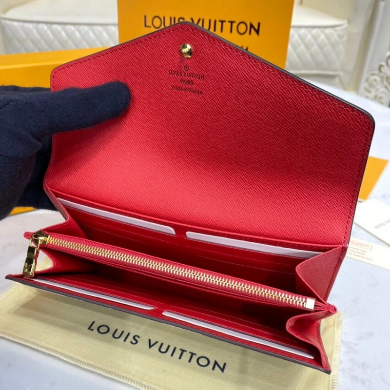 16 card s Louis Vuitton Damier Ebene Sarah Wallet Red - Image 7