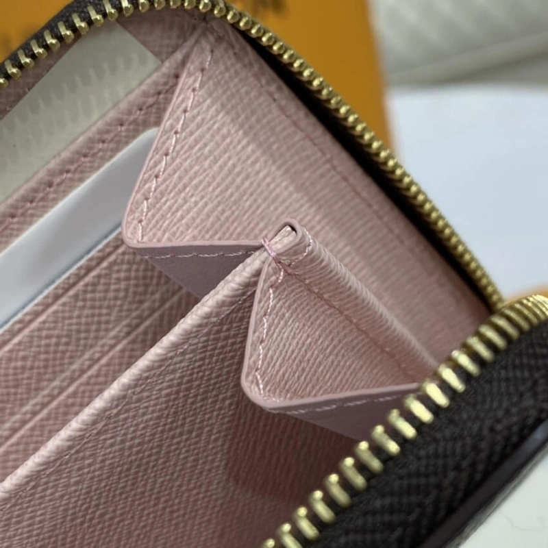 Crafted fr Louis Vuitton Damier Ebene Zippy Coin Purse Pink - Image 8